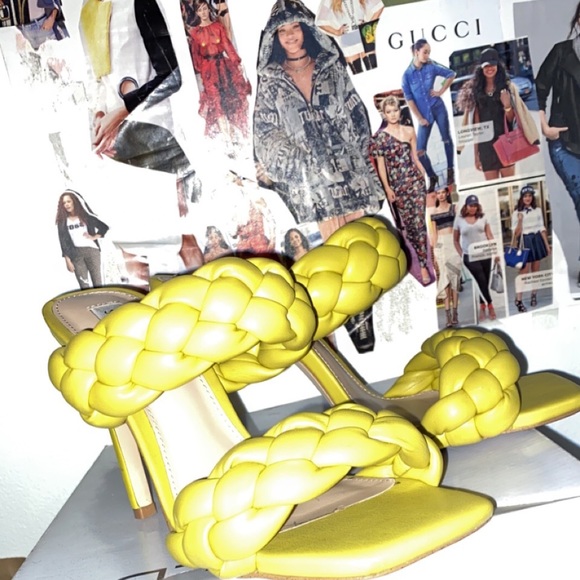 Yellow rope twist open toe heels - Picture 4 of 5
